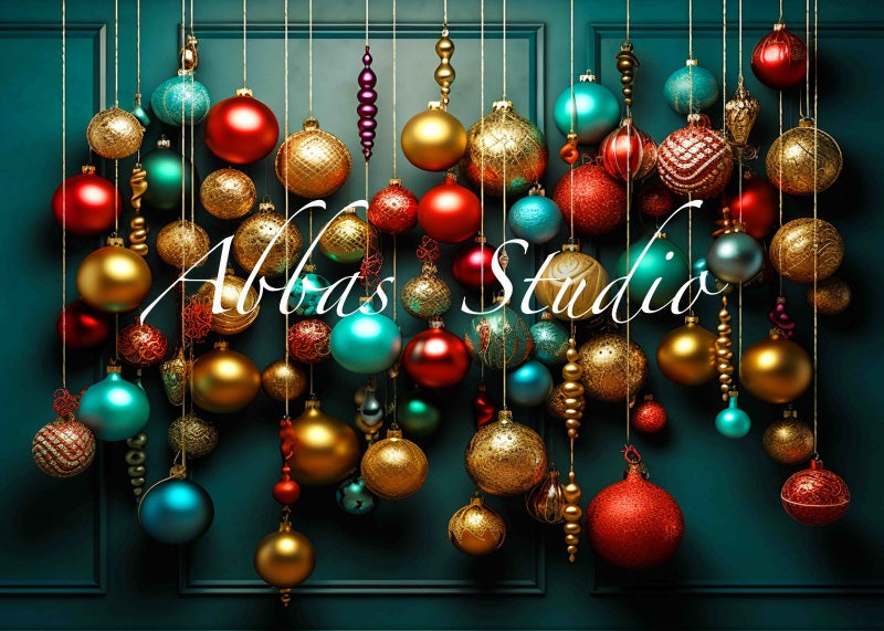 Kate Jewel Toned Christmas Ornament Wall Backdrop Designed by Abbas Studio