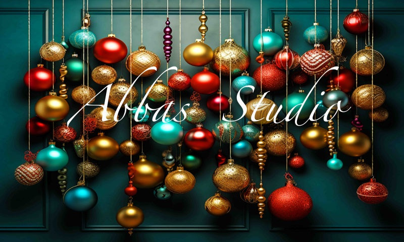 Kate Jewel Toned Christmas Ornament Wall Backdrop Designed by Abbas Studio