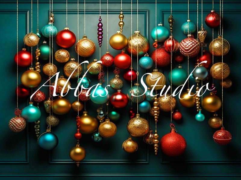 Kate Jewel Toned Christmas Ornament Wall Backdrop Designed by Abbas Studio