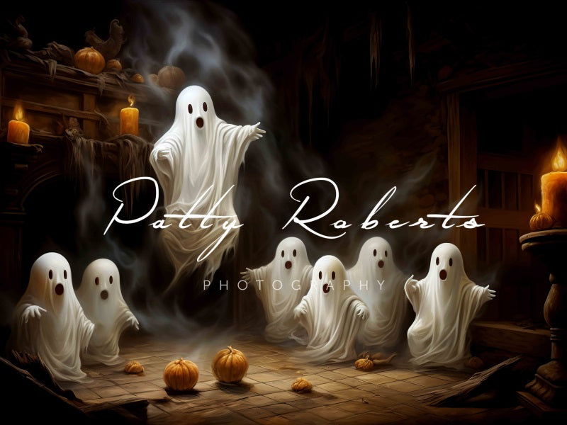 Spookachtige Halloween Geesten Achtergrond Ontworpen door Patty Robert