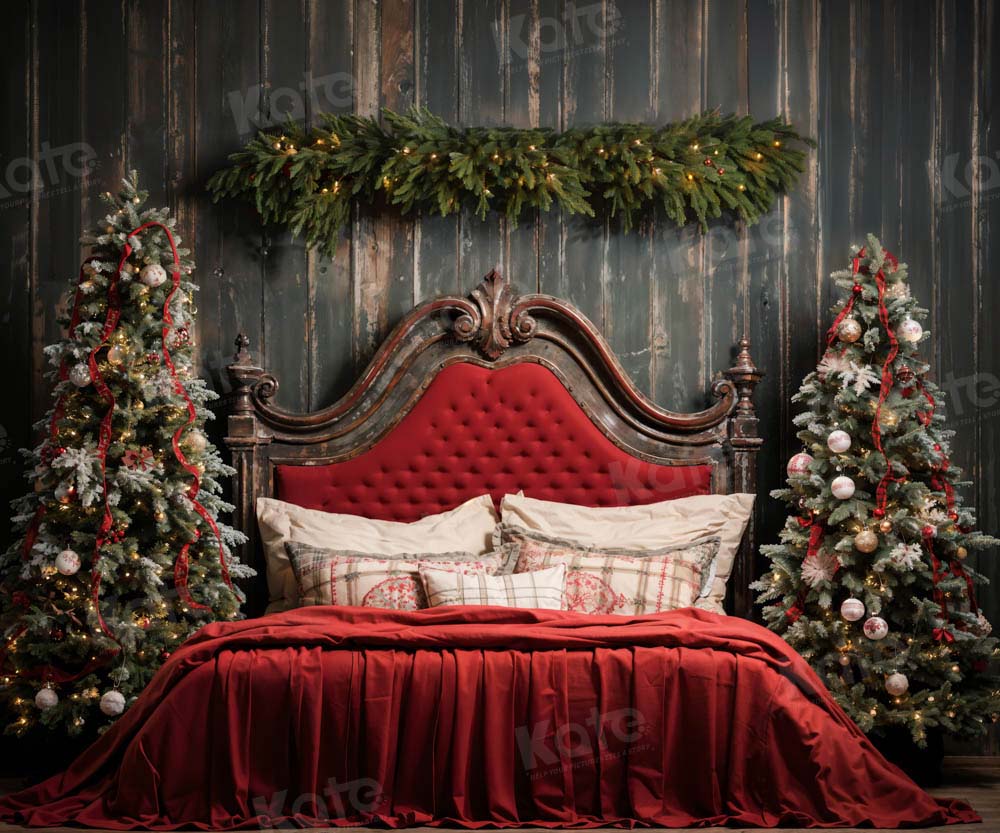 Kate Christmas Red Headboard Backdrop Designed by Emetselch