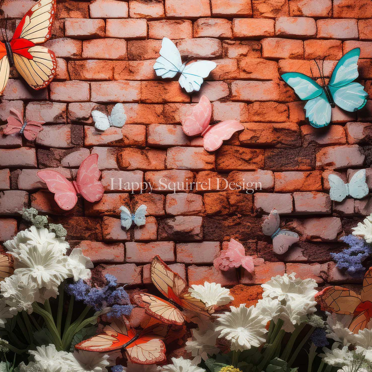 Kate Spring Butterfly Floral Backdrop Designed by Emetselch