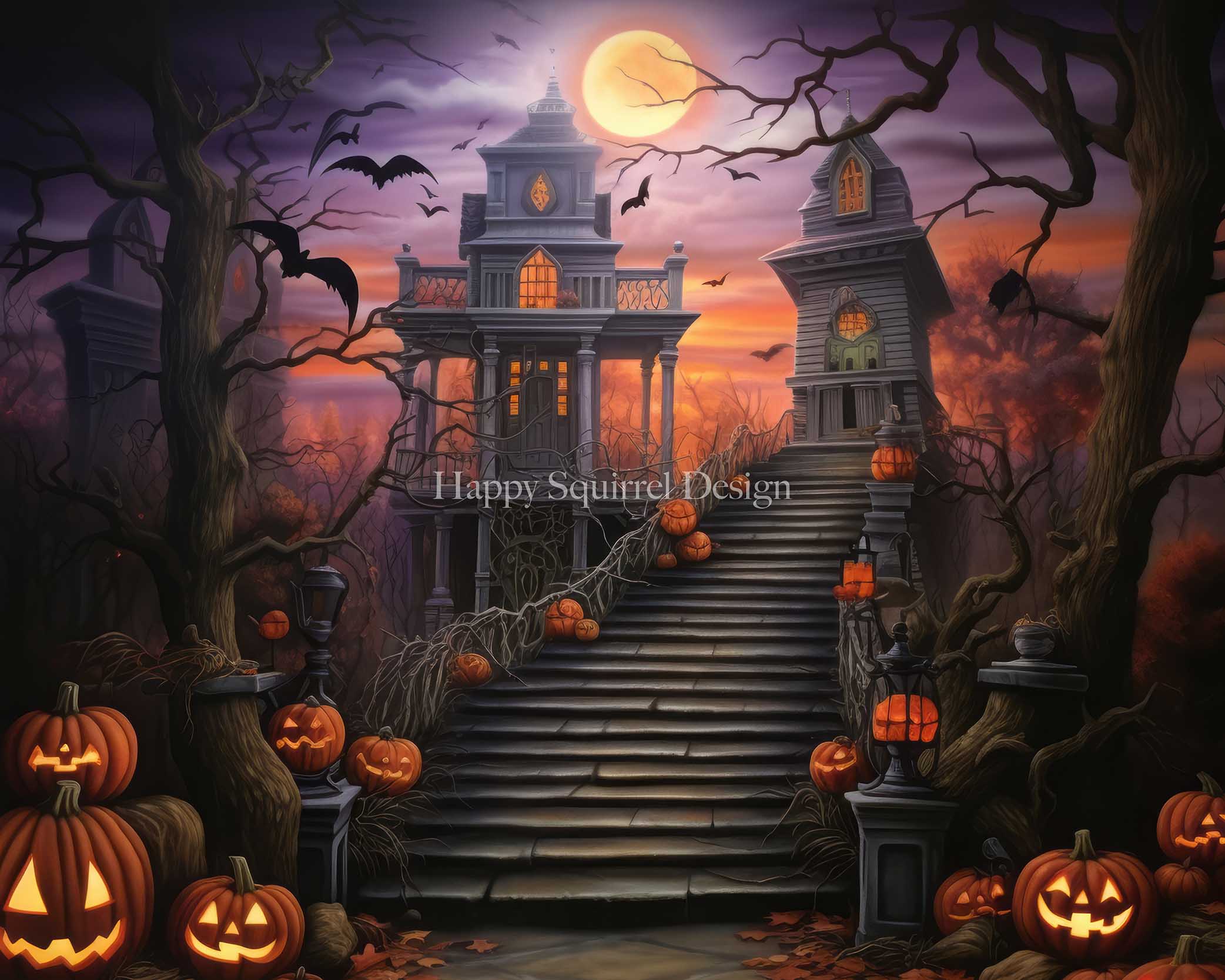 Fondo de Casa de Calabaza de Halloween Diseñado por Happy Squirrel Design.