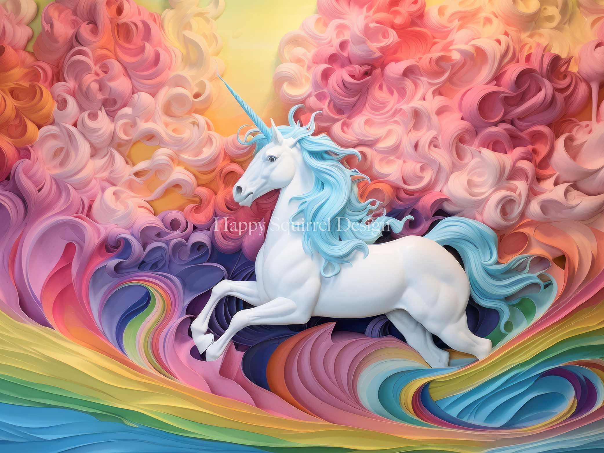 Kate Unicorn Waves Backdrop Designed by Happy Squirrel Design