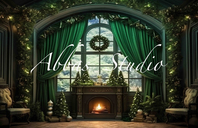 Kate Christmas Fancy Green Backdrop Designed by Abbas Studio