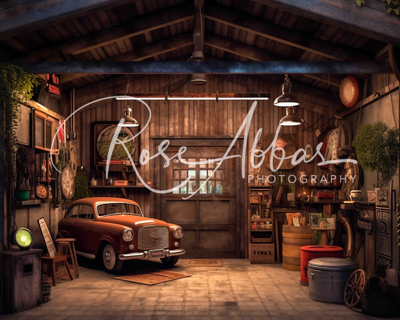 Kate Vintage Car Garage Backdrop Designed By Rose Abbas