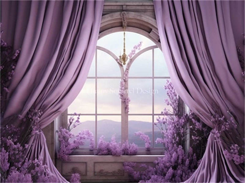 Kate Purple Window Backdrop Designed by Happy Squirrel Design