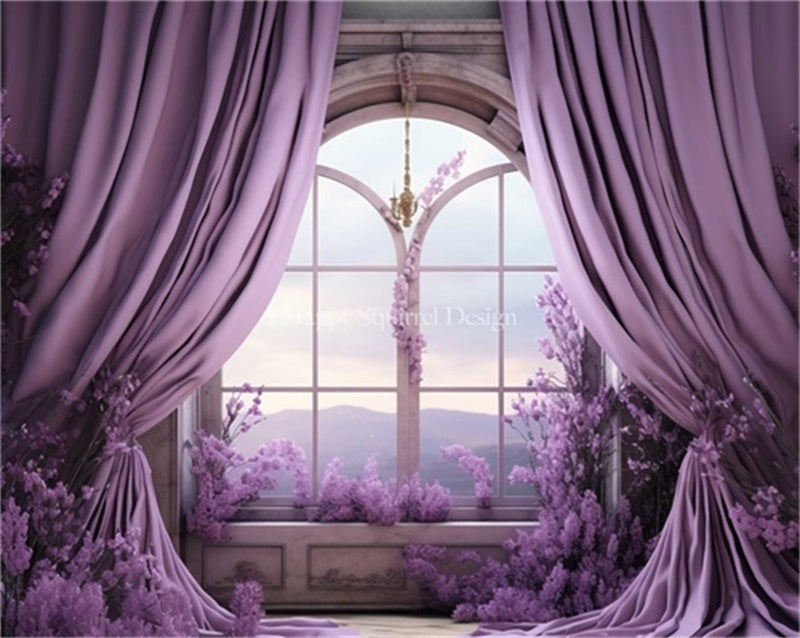 Kate Purple Window Backdrop Designed by Happy Squirrel Design