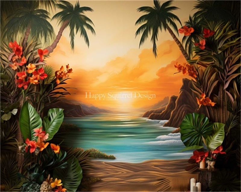 Fondo de atardecer en Hawai diseñado por Happy Squirrel Design