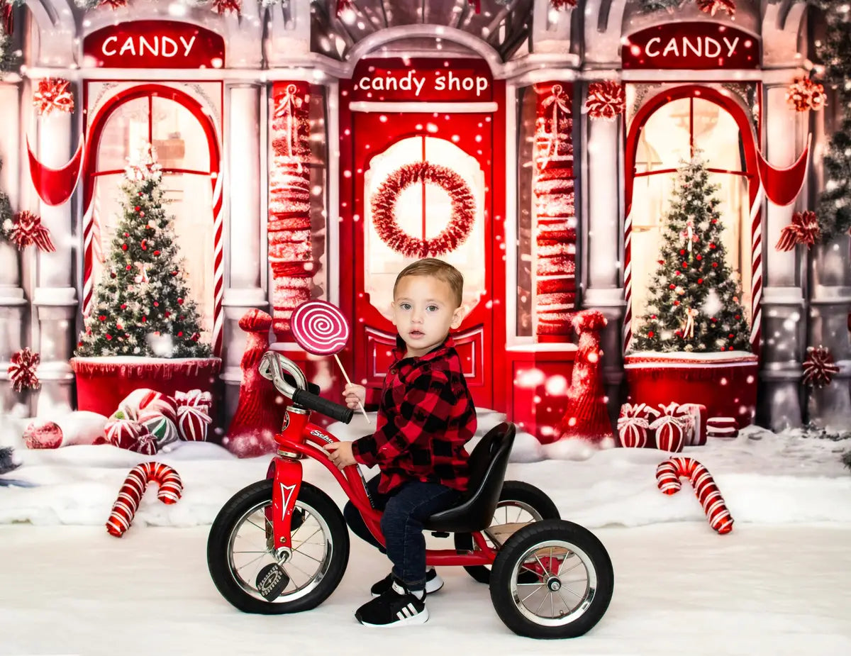 Kerst Rode Snoepwinkel Achtergrond Ontworpen door Chain Photography