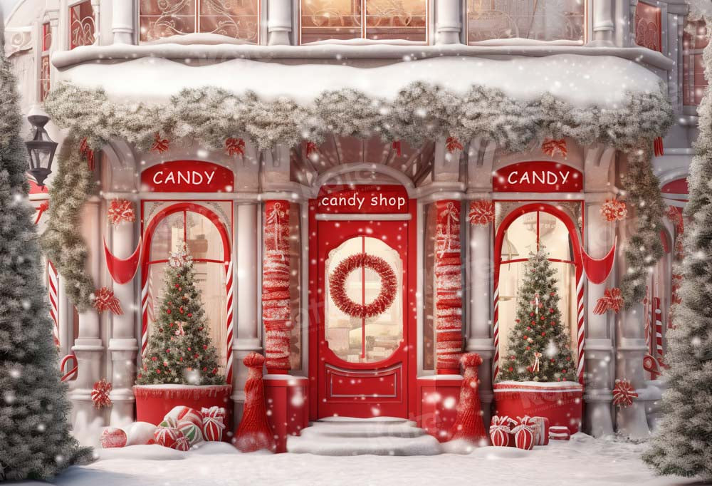 Kerst Rode Snoepwinkel Achtergrond Ontworpen door Chain Photography