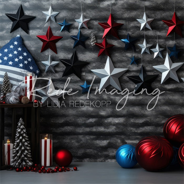 Kerstachtergrond met sterren ontworpen door Lidia Redekopp