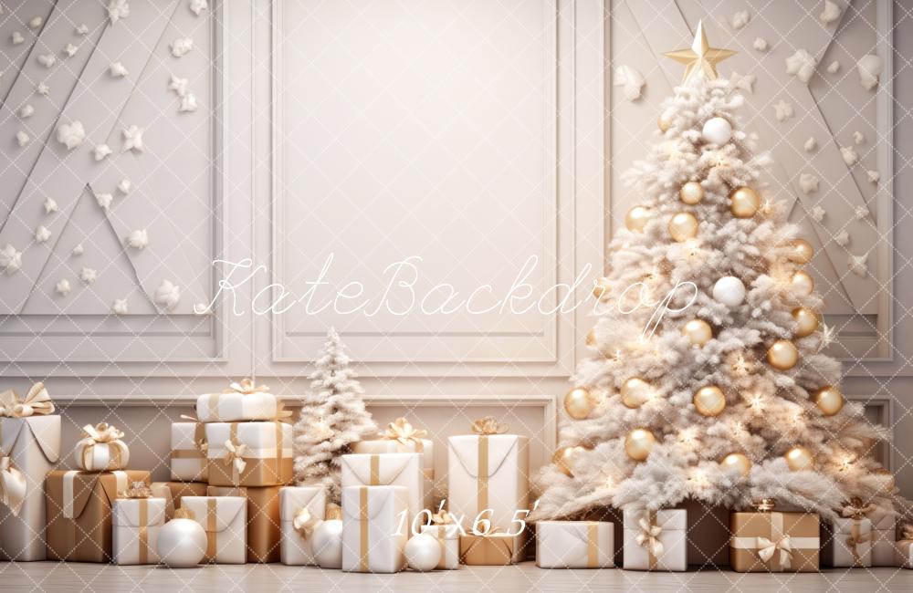 Kate White & Gold Christmas Backdrop Designed by Lidia Redekopp