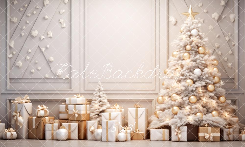 Kate White & Gold Christmas Backdrop Designed by Lidia Redekopp