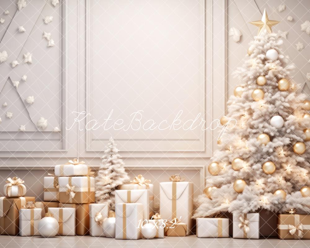 Kate White & Gold Christmas Backdrop Designed by Lidia Redekopp