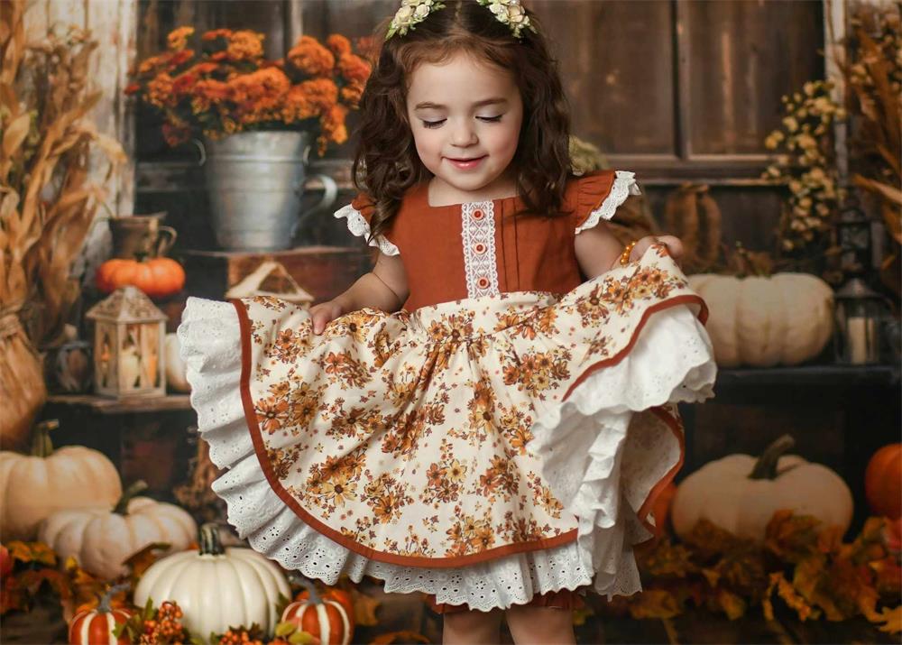 Kate Autumn/Fall Wood Barn Pumpkin Backdrop Designed by Emetselch