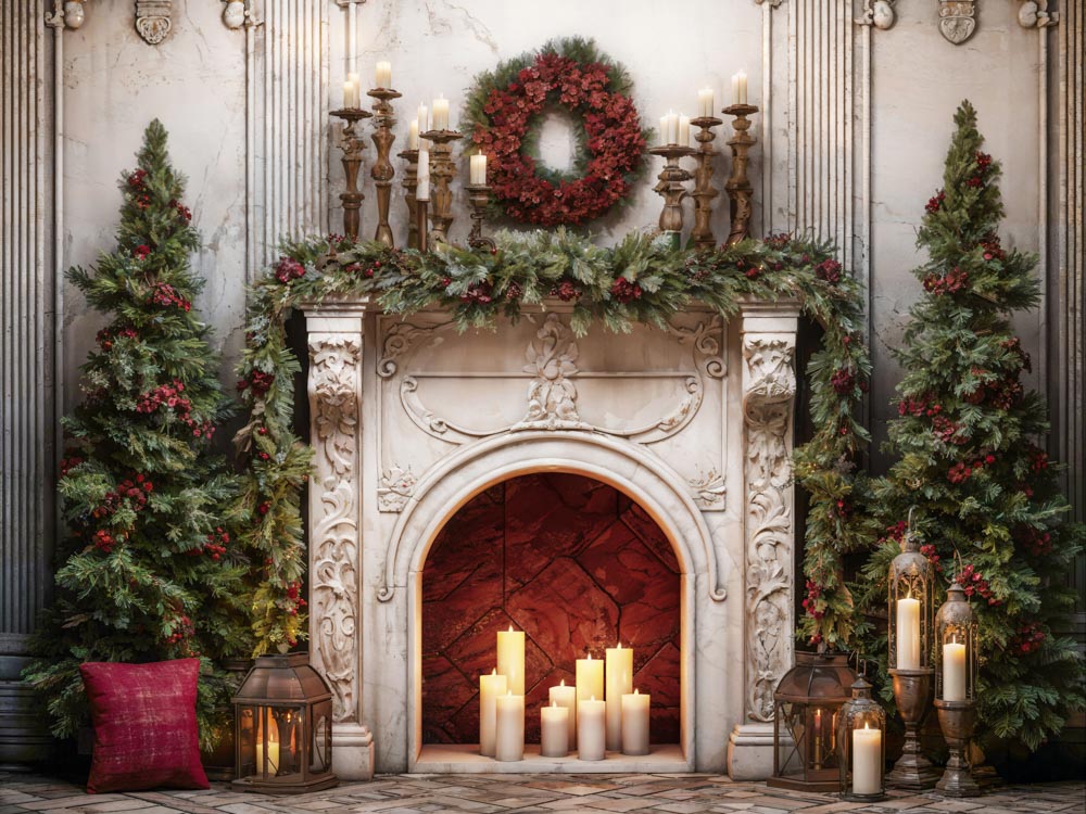 Kate Christmas Retro Fireplace Backdrop Designed by Emetselch