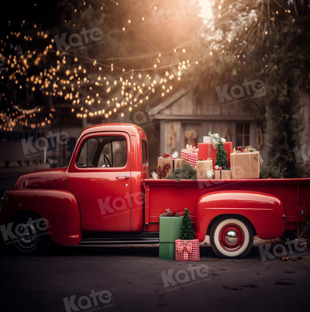 Sfondo completo rosso di Natale per camion per fotografia