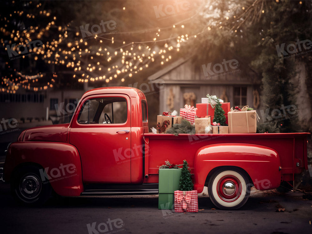 Sfondo completo rosso di Natale per camion per fotografia