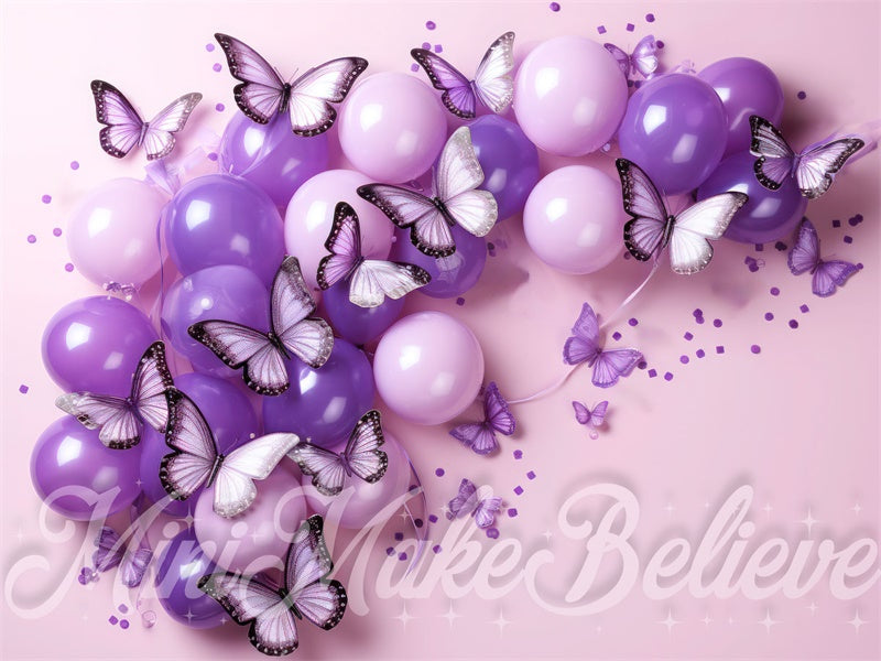 Sfondo palloncini farfalla per compleanno progettato da Mini MakeBelieve