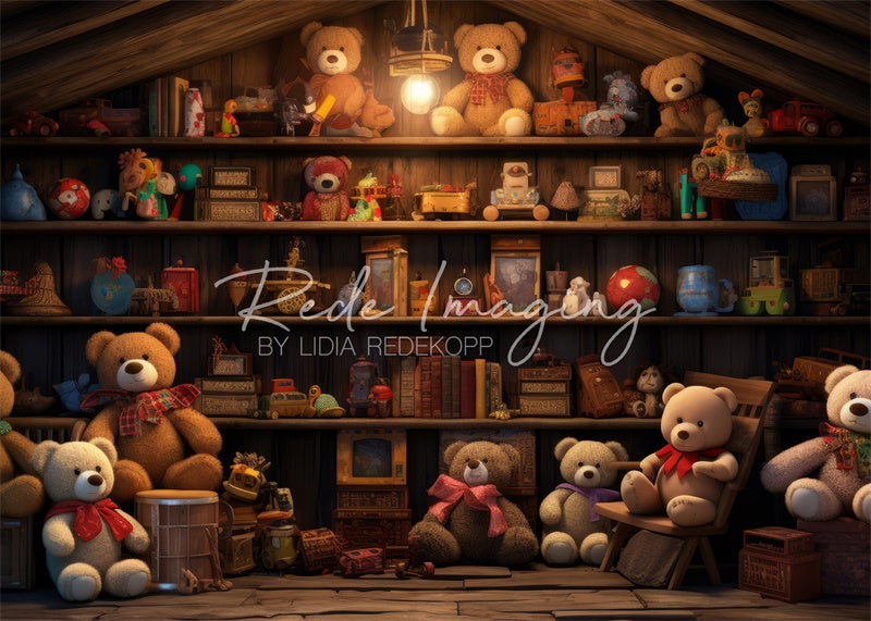 Teddybeerzolderachtergrond ontworpen door Lidia Redekopp
