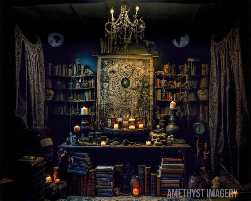 Spooky Book Den Backdrop Progettato da Angela Miller