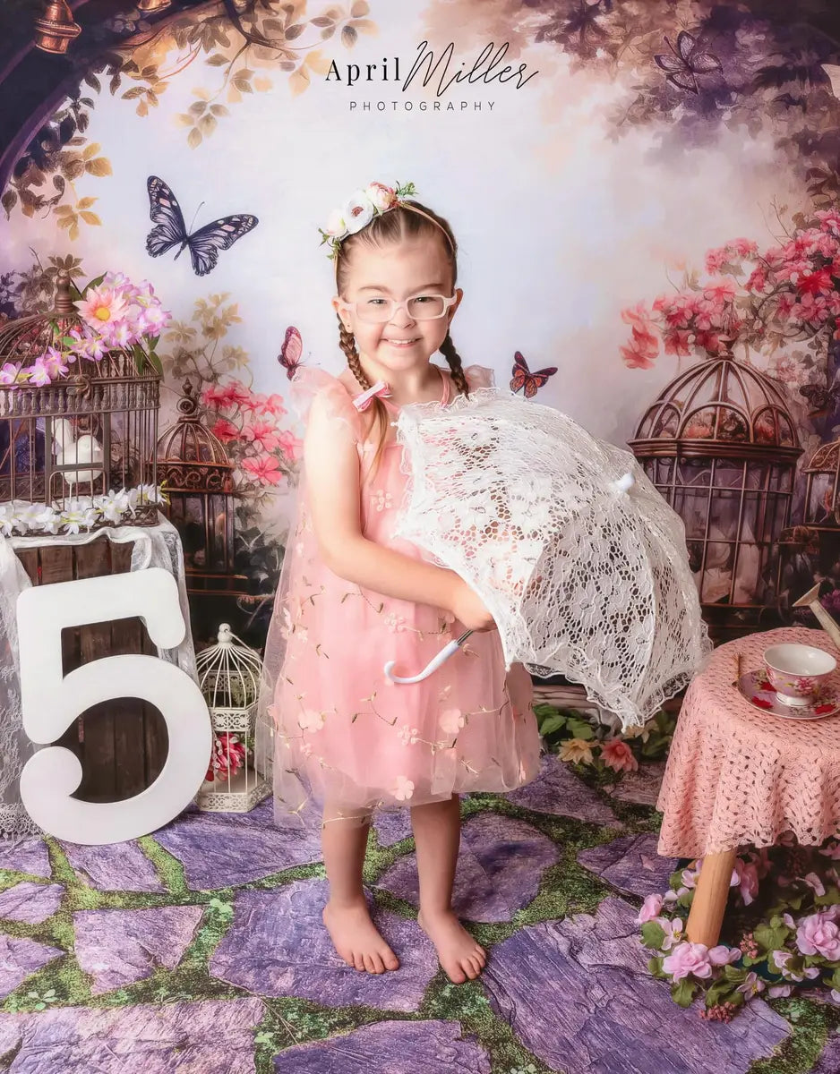 Kate Spring Butterfly Flower Garden Backdrop Designed by Chain Photography