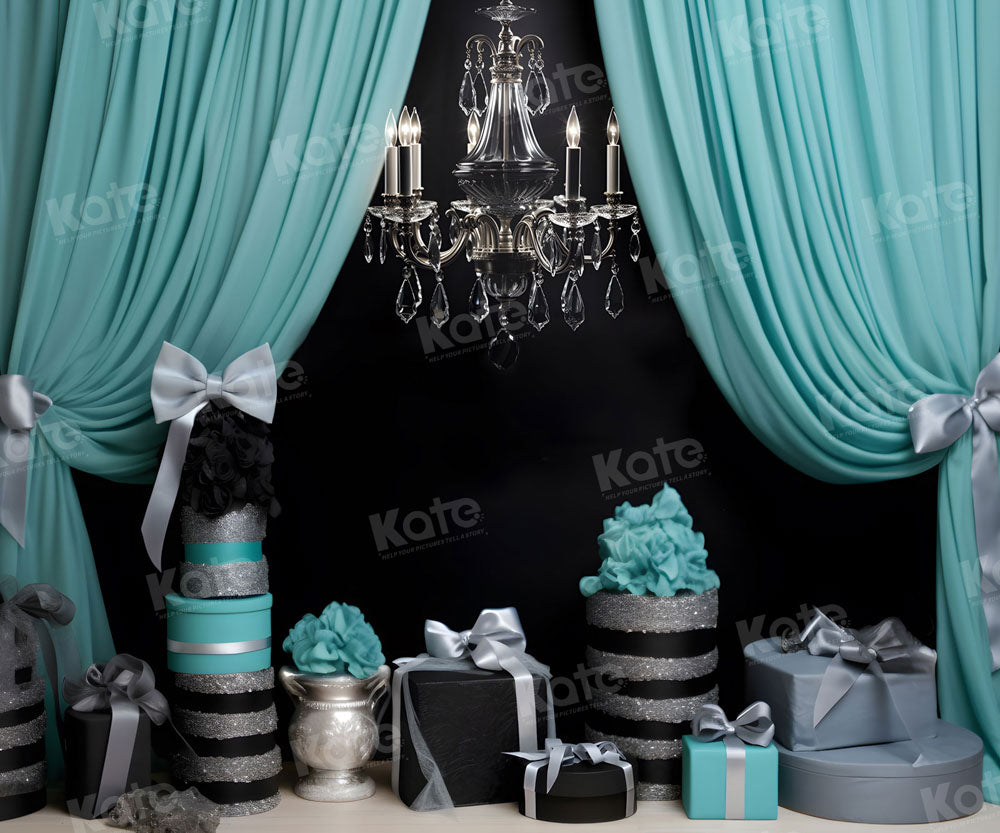 Kate Fashion Blue Curtain Gifts  Backdrop for Photography