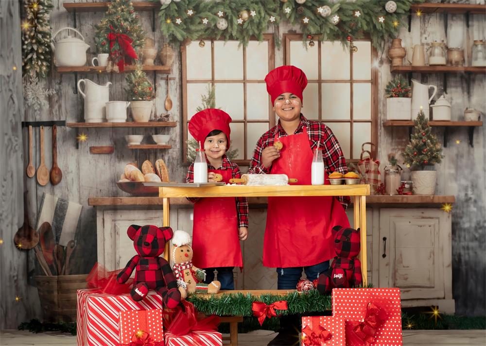 Kerstkeukenachtergrond ontworpen door Emetselch