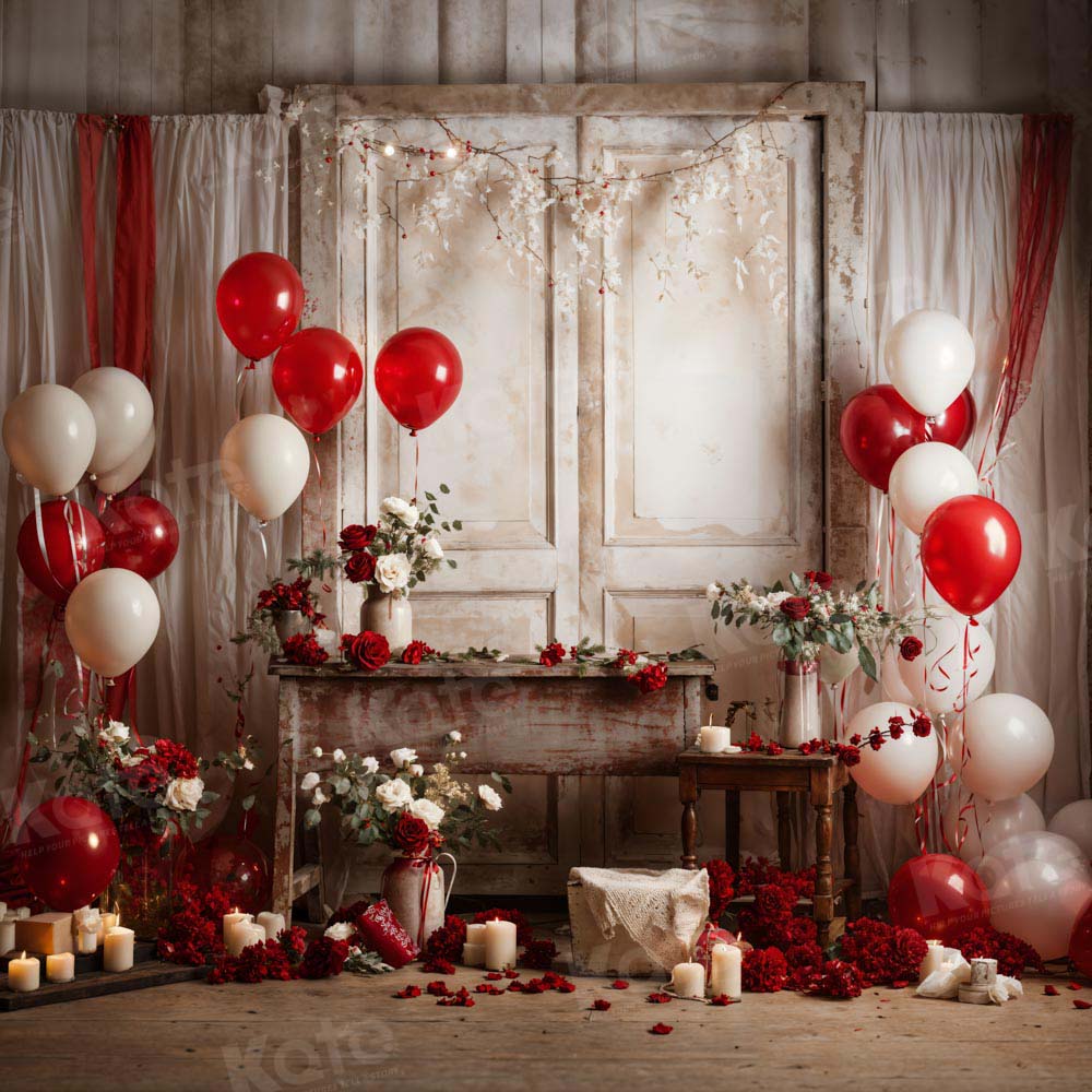 Kate Valentine's Day Pink Love Heart Balloon Room Backdrop Designed by  Emetselch