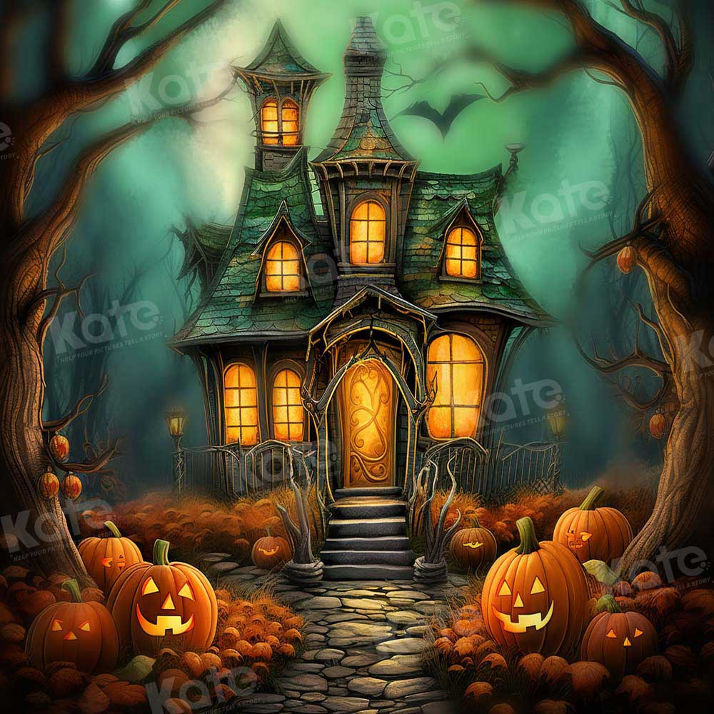 Halloween Spooky Pumpkin Castle Achtergrond Ontworpen door Emetselch