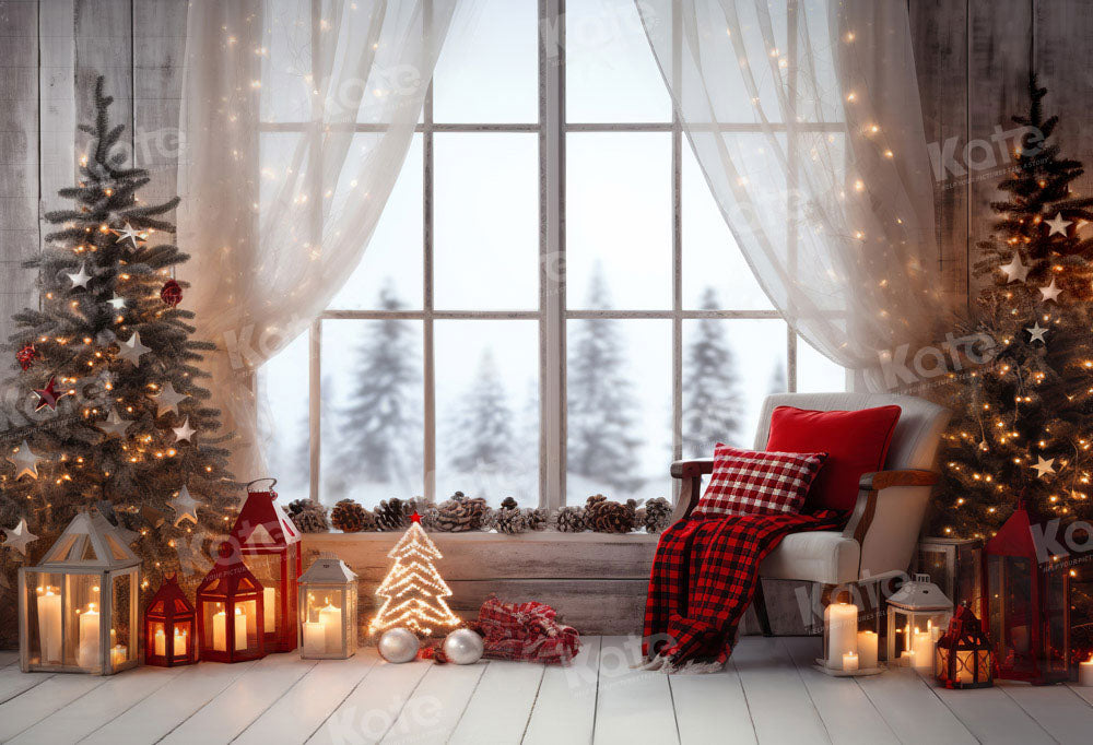 Kerst Warme Kamer Venster Boom Achtergrond Ontworpen door Emetselch