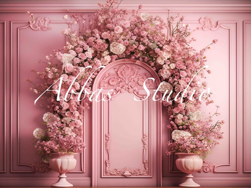 Kate Pink Floral Arch Backdrop Designed by Abbas Studio