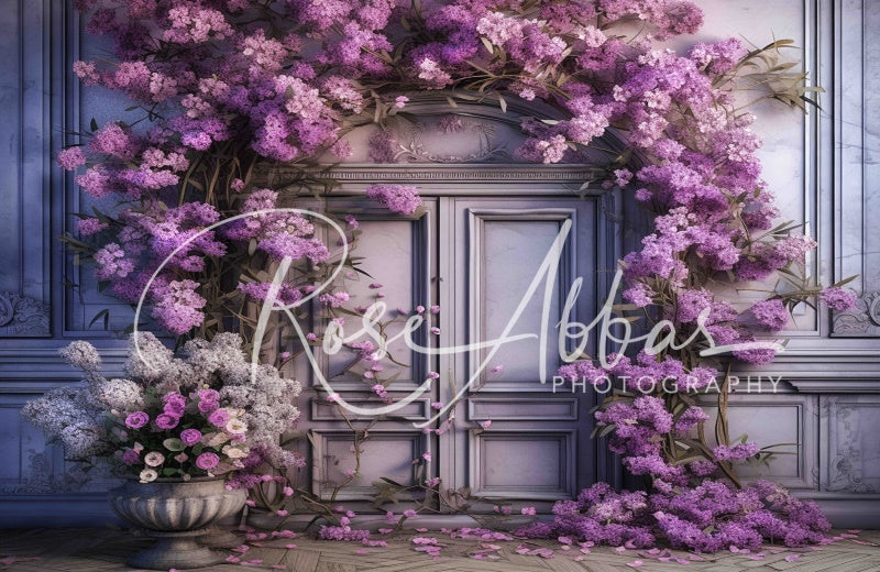 Kate Beautiful Fancy Wall with Purple Flowers Backdrop Designed By Rose Abbas