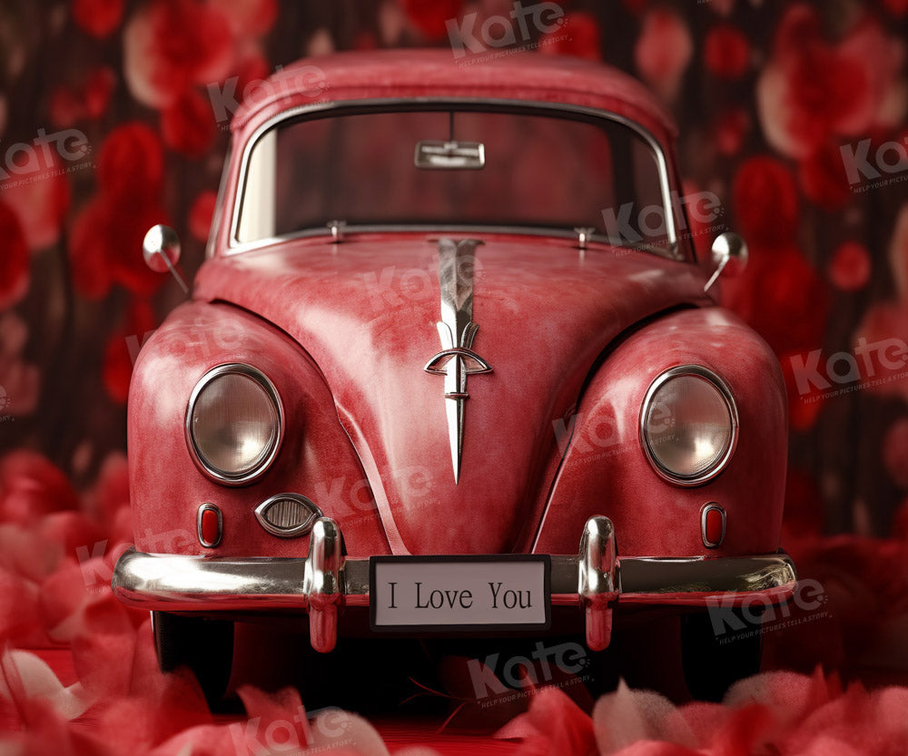 Kate Valentine's Day Red Car Backdrop Designed by Chain Photography