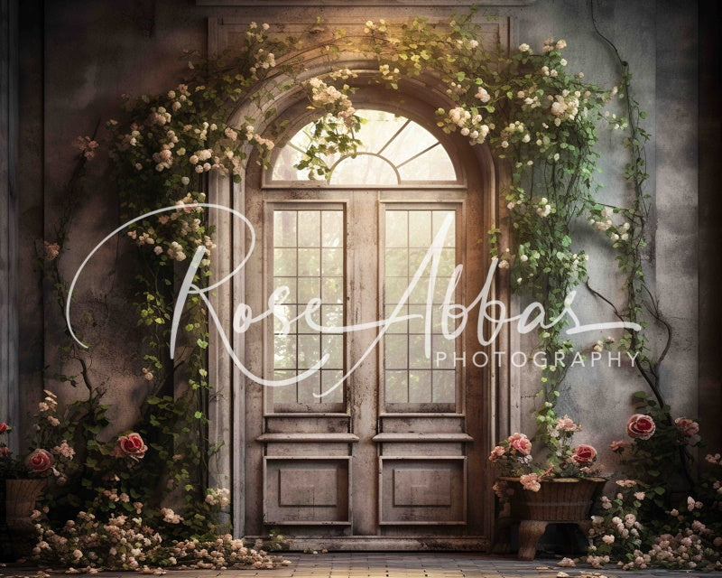 Kate Floral Arch with Door Backdrop Designed By Rose Abbas