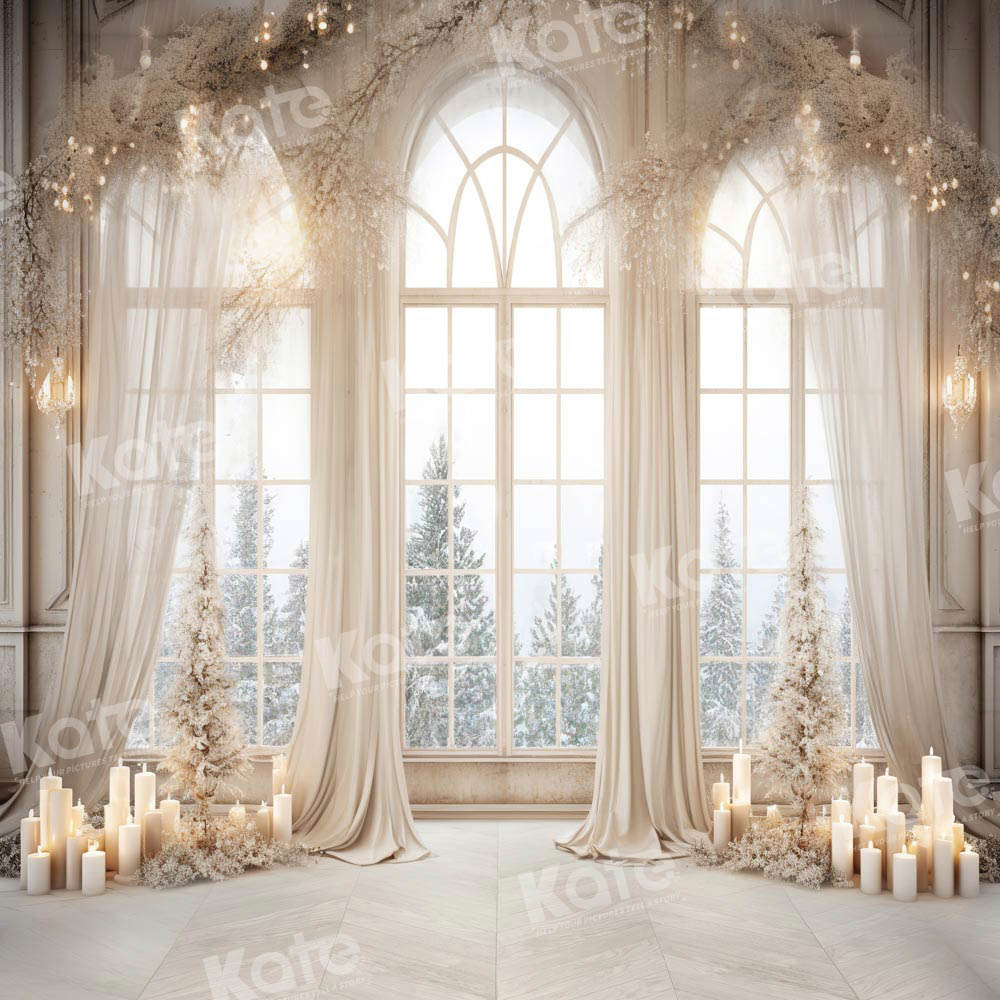 Kerst wit gouden raam achtergrond ontworpen door Chain Photography