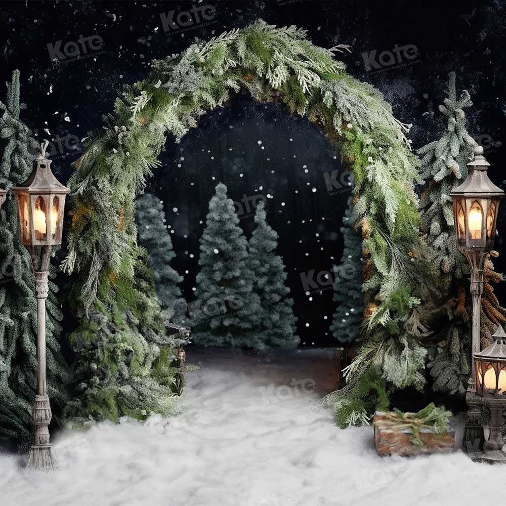 Kate Christmas Outdoor Arch Tree Night Backdrop for Photography