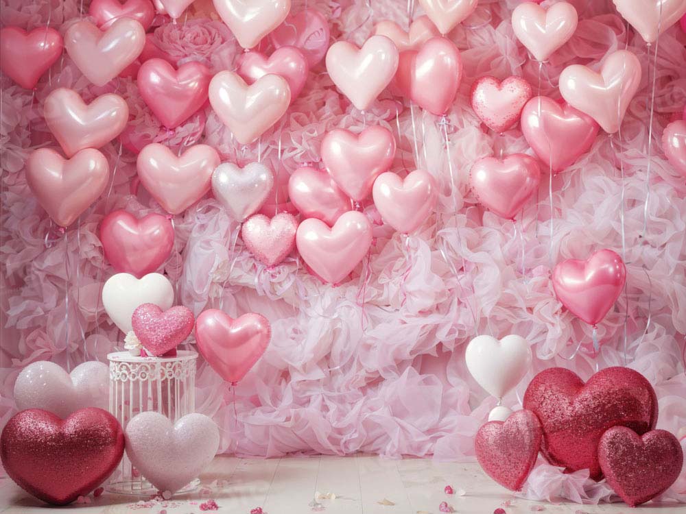 Valentine's Day Roze Love Heart Balloon Romantische Kamer Fleece Achtergrond Ontworpen door Emetselch