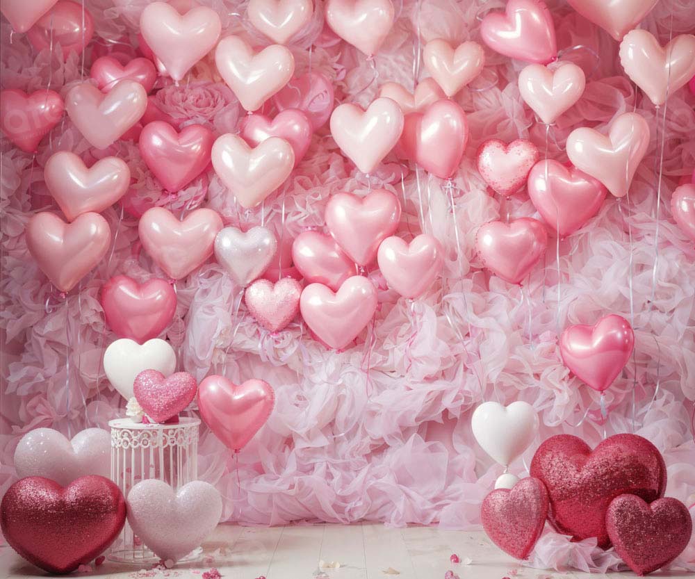 Valentine's Day Roze Love Heart Balloon Romantische Kamer Fleece Achtergrond Ontworpen door Emetselch