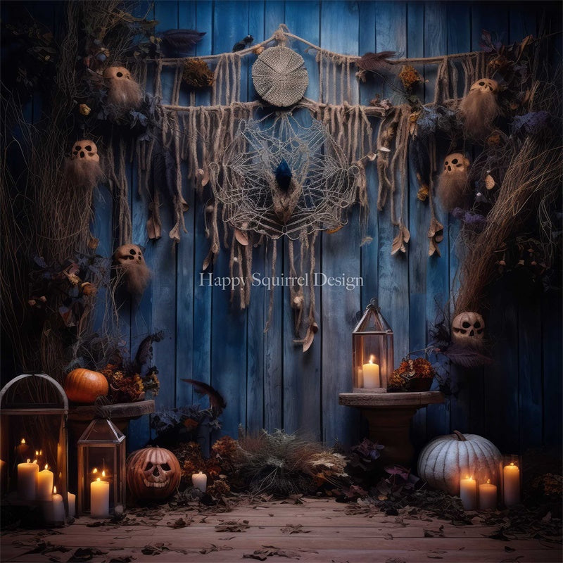 Halloween Ghost Skull Pumpkin Candle Achtergrond Ontworpen door Happy Squirrel Design