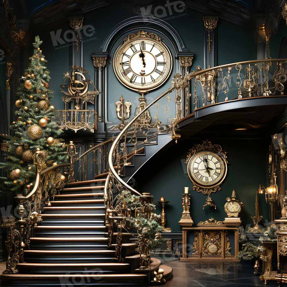 Fondo de reloj de escalera de Navidad diseñado por Chain Photography