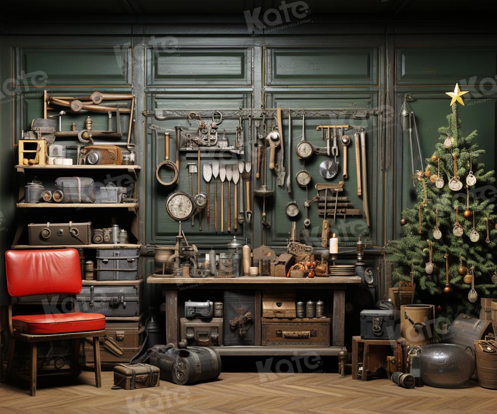 Fondo de escenario de taller de Santa Claus para fotografía