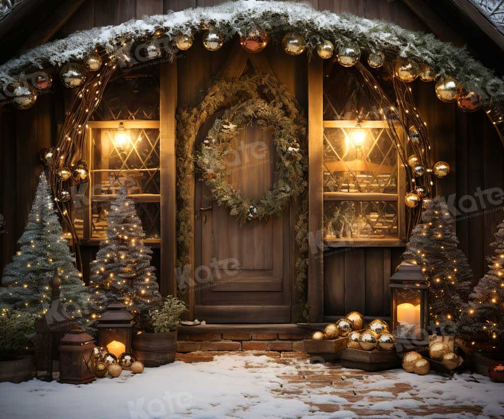 Kate Christmas Wooden House Snow Backdrop Designed by Chain Photography