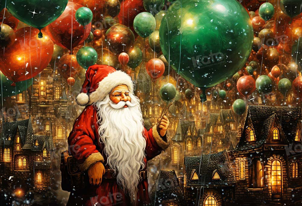 Fondo de globos de Santa Claus para fotografía navideña