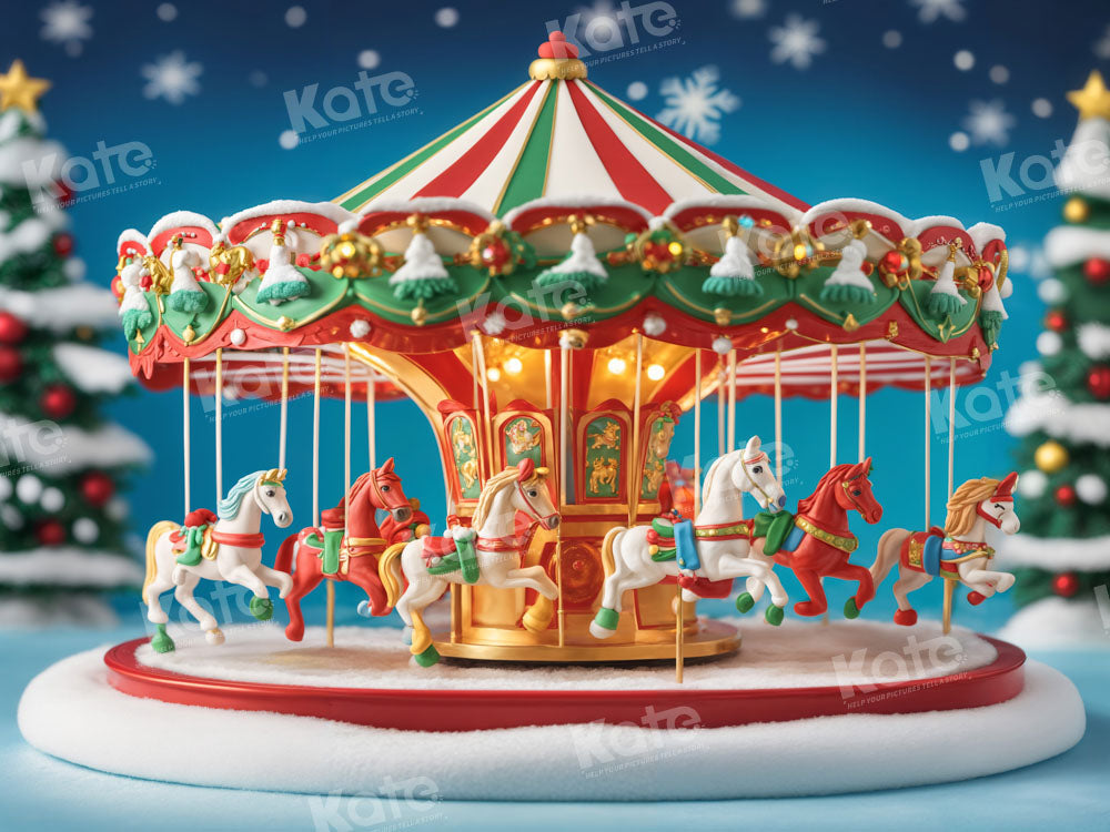 Kate Christmas Carousel Backdrop for Photography