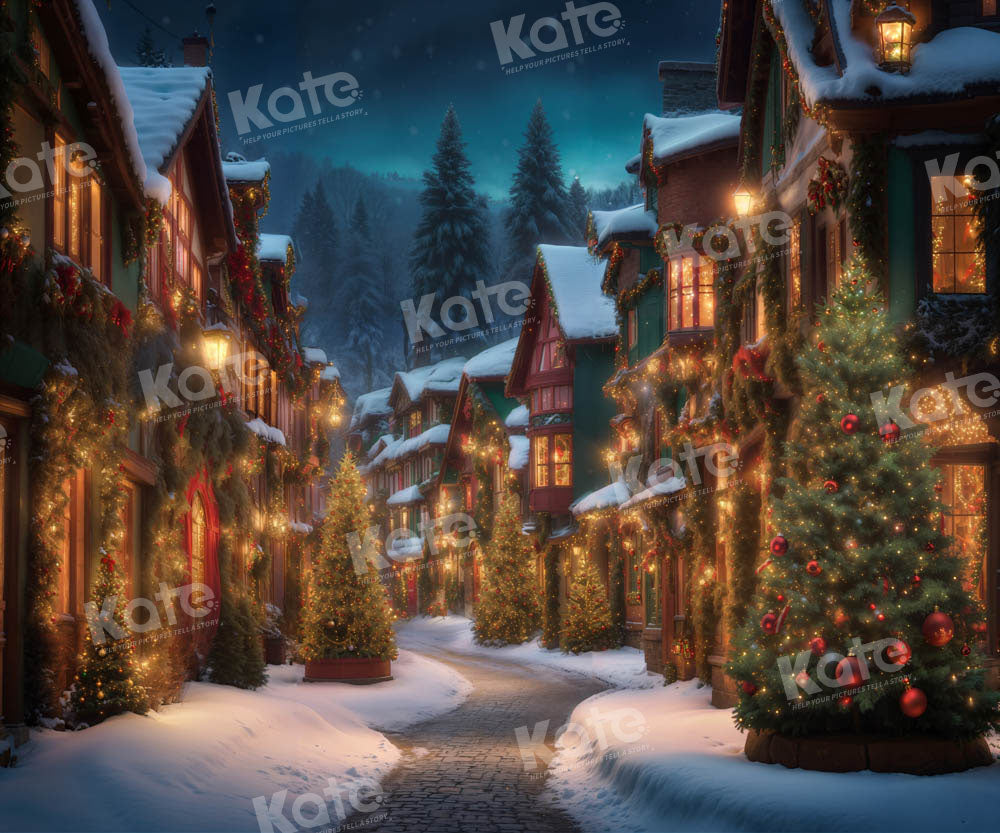 Calle de Navidad en noche como escenario para fotografía