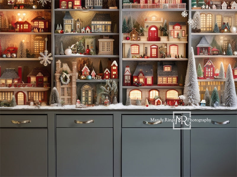 Kate Christmas Village Cabinet Backdrop Designed by Mandy Ringe Photography