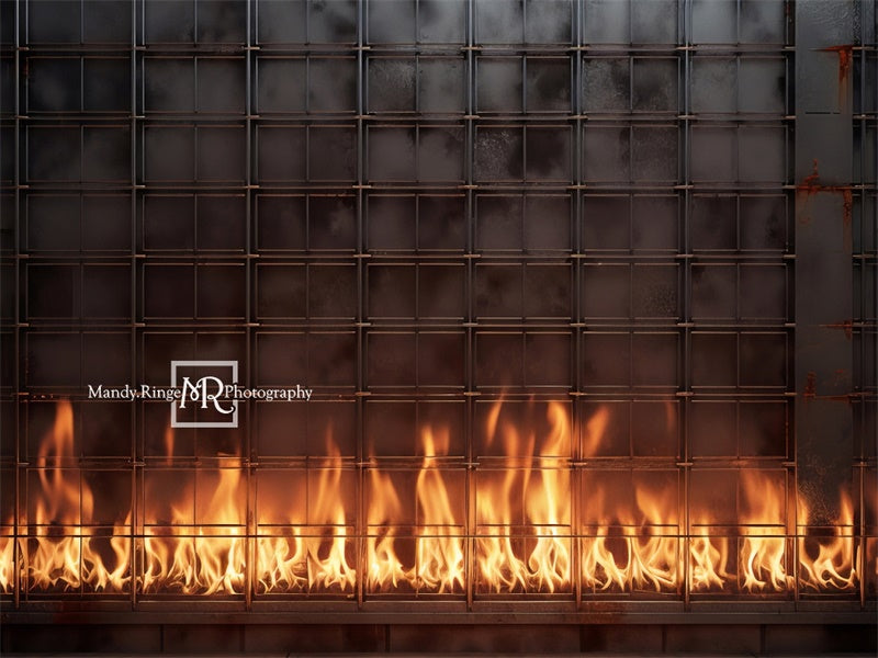 Industriële Wand met Vuurachtergrond Ontworpen door Mandy Ringe Fotografie