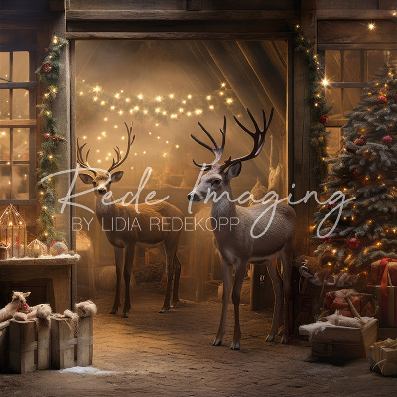 Sfondo del presepe delle renne di Natale progettato da Lidia Redekopp